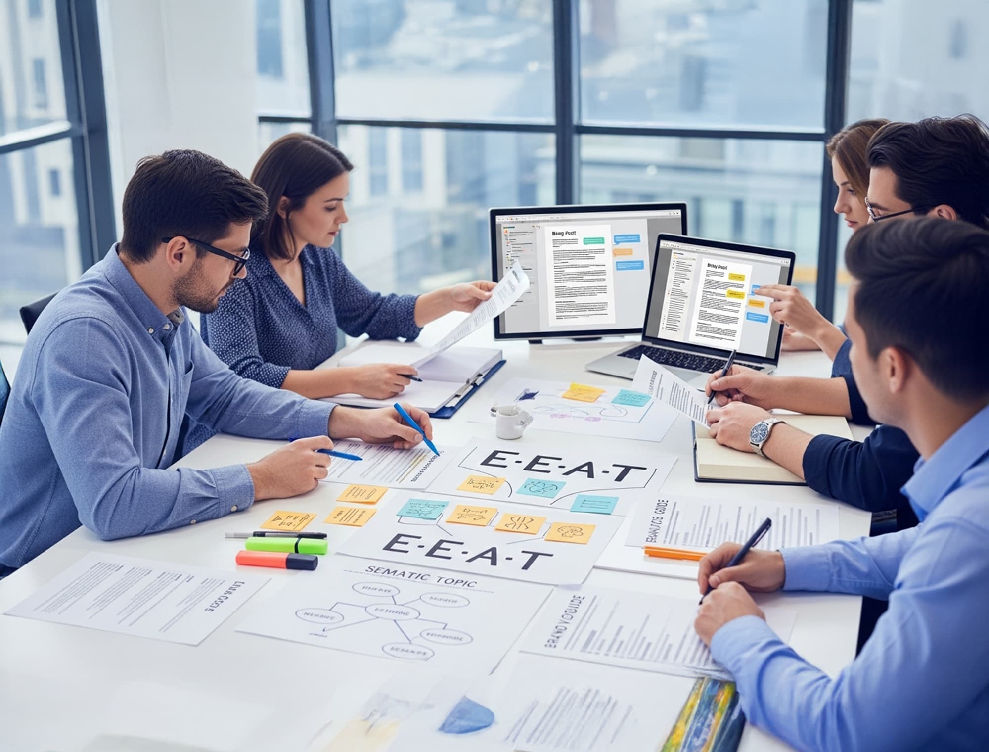 Professional Blog Writing Team Reviews Drafts and EEAT Notes